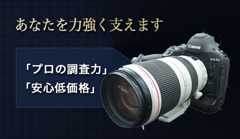 プロの調査力と安心低価格であなたを力強く支えます